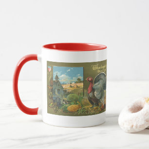 Vintage Thanksgiving, Turkey on the Farm Mug