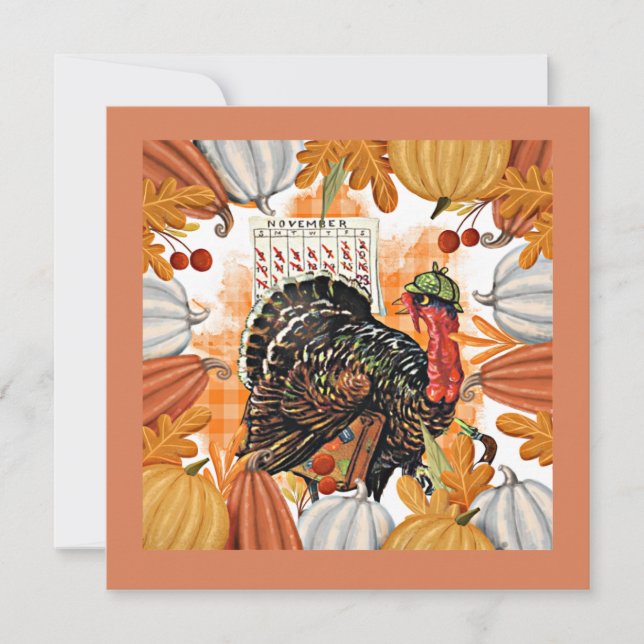 Vintage Thanksgiving, Turkey on the Run, Card (Front)