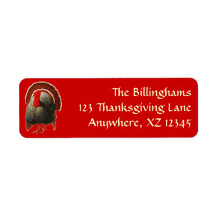 Vintage Thanksgiving Turkey Return Address Label