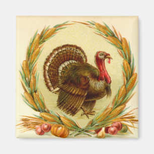 Vintage Thanksgiving Turkey Square Magnet