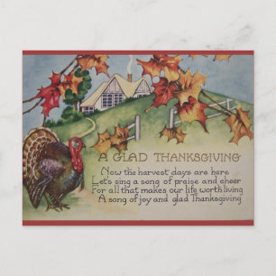 Vintage Thanksgiving - Turkey & Verse Holiday Postcard