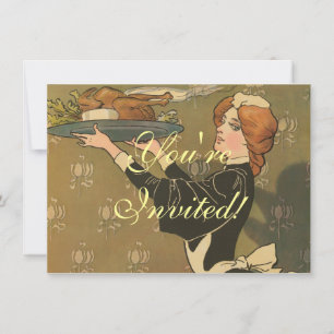 Vintage Thanksgiving Victorian Turkey Invitation
