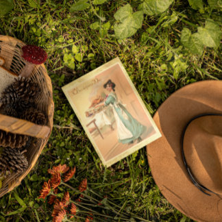Vintage Thanksgiving Woman With Turkey Postcard