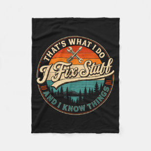 Vintage Thats What I Do I Fix Stuff And Retro Fleece Blanket