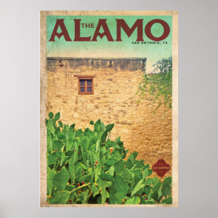 Vintage The Alamo Travel Poster