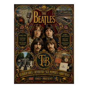 Vintage The Beatles Band Legend Wall Art Poster