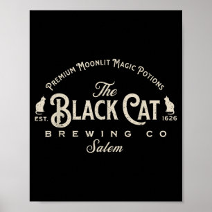 Vintage The Black Cat Brewing Co Cat Lovers Spooky Poster