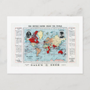 Vintage The British Empire Spans the World Map Postcard