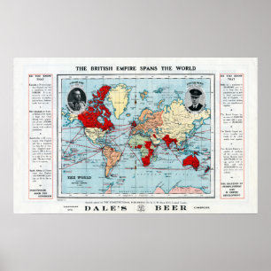 Vintage The British Empire Spans the World Map Poster