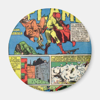 Vintage The Flame Comic Book Superhero Crooks Magnet