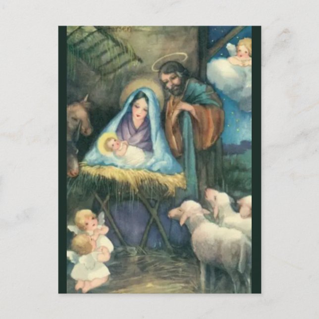Vintage The Nativity Christmas Postcard (Front)