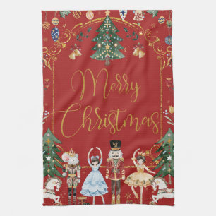 Vintage The Nutcracker Festive Merry Christmas Tea Towel
