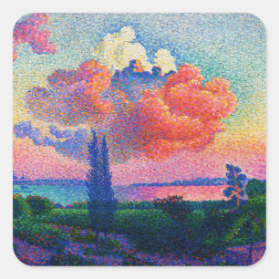 Vintage The Pink Cloud (1896) painting Square Sticker