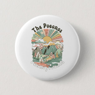 Vintage The Poconos Pennsylvania Mountains Hiking 6 Cm Round Badge