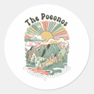 Vintage The Poconos Pennsylvania Mountains Hiking Classic Round Sticker