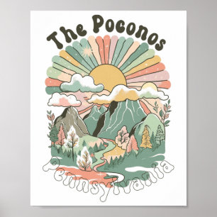 Vintage The Poconos Pennsylvania Mountains Hiking  Poster