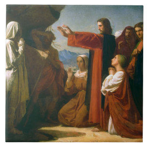 Vintage The Raising of Lazarus Ceramic Tile