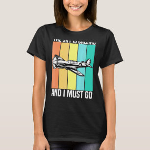 Vintage The Sky Is Calling And I Must Go Aeroplane T-Shirt