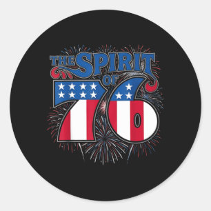 Vintage The Spirit 76 4th Of July Patriotic Classic Round Sticker