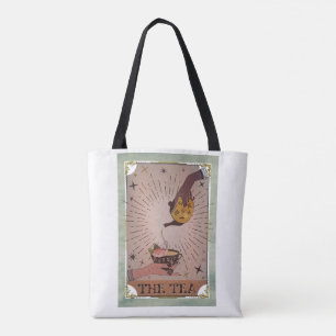 Vintage The Tea Tarot Witchy Kettle & Teacup  Tote Bag
