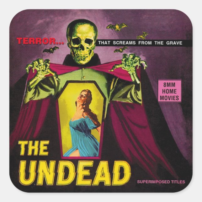 Vintage "The Undead" Film Box Square Sticker (Front)
