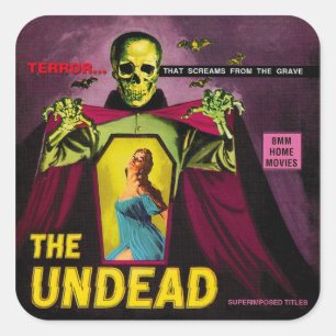 Vintage "The Undead" Film Box Square Sticker