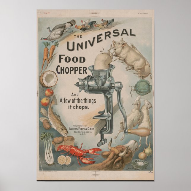 VINTAGE THE UNIVERSAL FOOD CHOPPER DECO POSTER (Front)