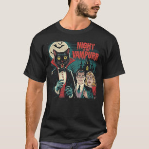 Vintage The Vampurr Funny Cat Vampire Horror Retro T-Shirt