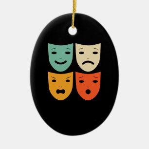 Vintage Theatre Masks Theatre Actress Drama Actor Ceramic Ornament