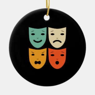 Vintage Theatre Masks Theatre Actress Drama Actor Ceramic Ornament