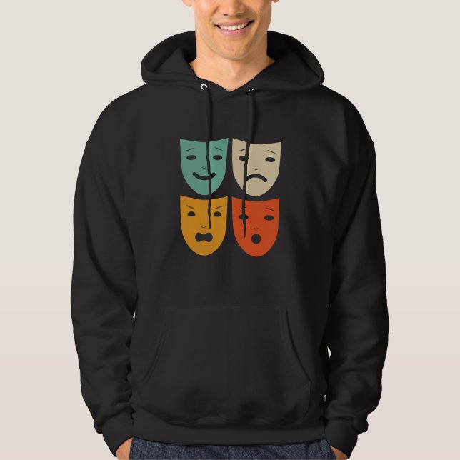 Vintage Theatre Masks Theatre Actress Drama Actor Hoodie (Front)