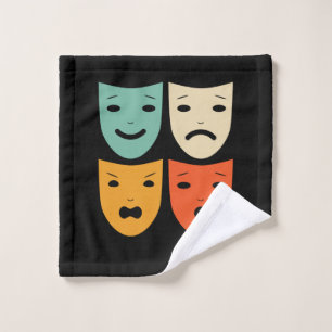 Vintage Theatre Masks Theatre Actress Drama Actor Wash Cloth