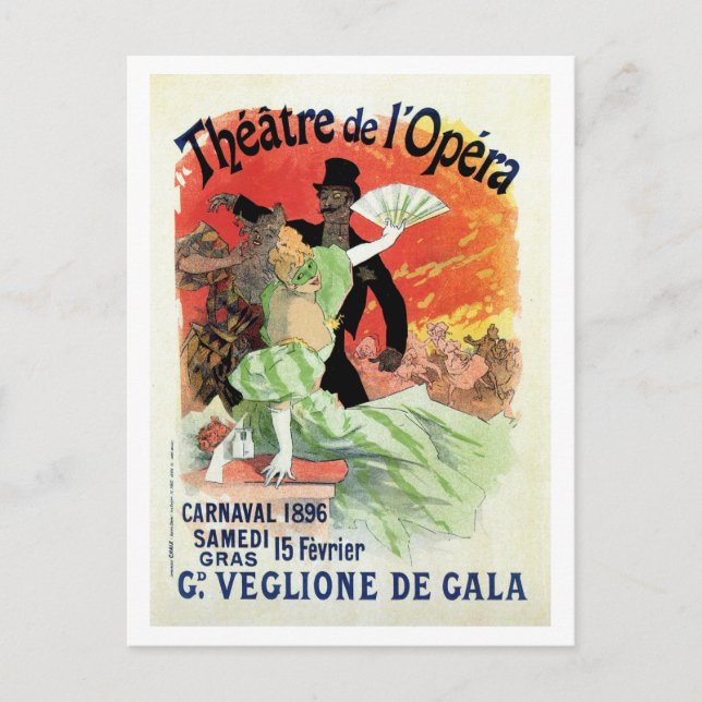 Vintage Theatre Opera Carnival 1896 Postcard (Front)