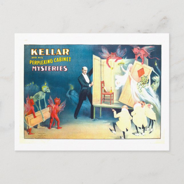 Vintage Theatre Poster: Kellar Cabinet Mysteries Postcard (Front)