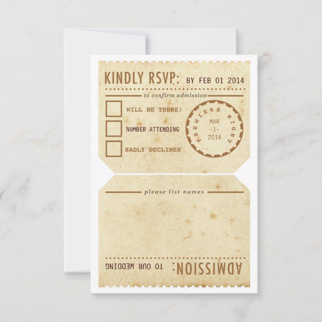 Vintage Theatre Ticket RSVP Response Card (Front)