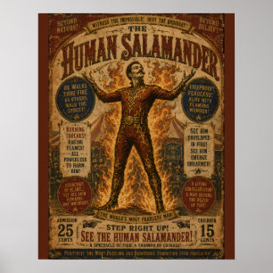 Vintage Theatrical Circus Poster with Fiery Perfor