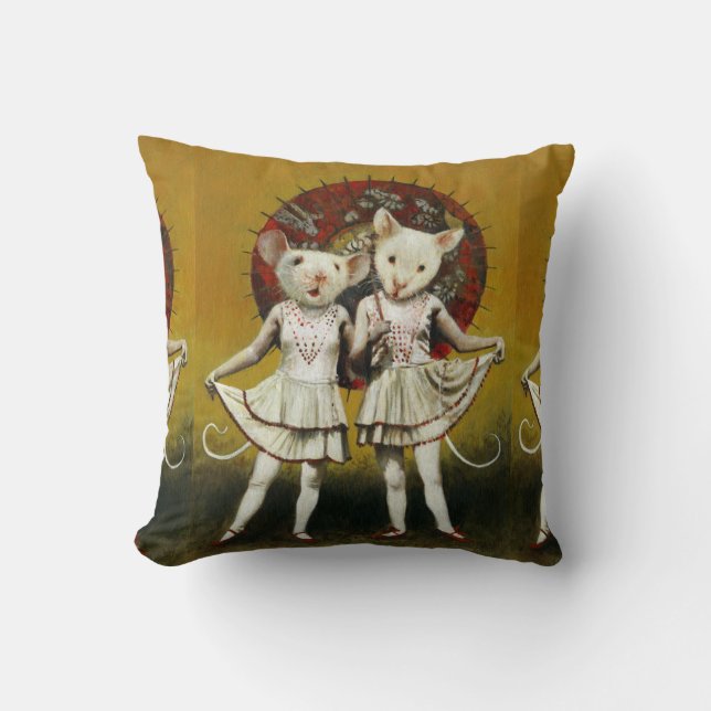 Vintage Theatrical Mice Throw Cushion (Front)