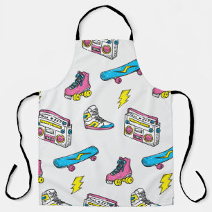 Vintage theme background with sneakers radio skate apron