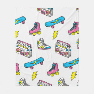 Vintage theme background with sneakers radio skate fleece blanket