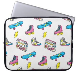 Vintage theme background with sneakers radio skate laptop sleeve