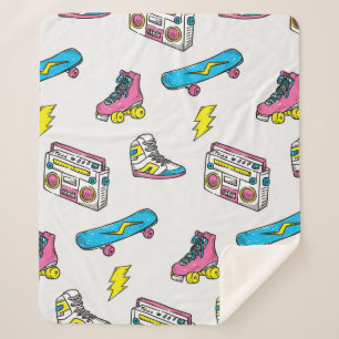 Vintage theme background with sneakers radio skate sherpa blanket