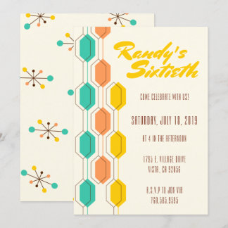 Vintage theme Mid Century, Birthday Invitation