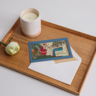 Vintage Themed Christmas Eve Santa Gifts Children Holiday Card