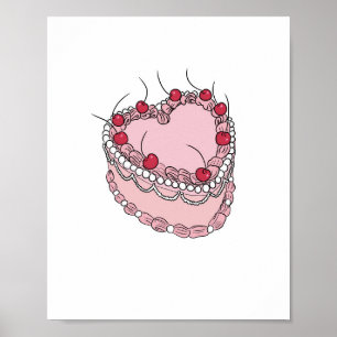 Vintage themed heart cake poster