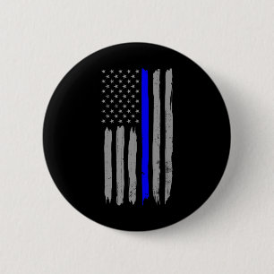 Vintage Thin Blue Line Shirt Police Support Usa Fl 6 Cm Round Badge