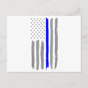Vintage Thin Blue Line Shirt Police Support USA Fl Postcard