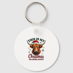 Vintage This Is My Christmas Pajama Shirt Highland Key Ring