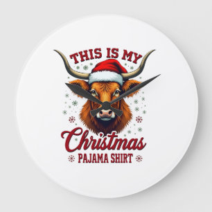 Vintage This Is My Christmas Pajama Shirt Highland Large Clock