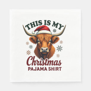 Vintage This Is My Christmas Pajama Shirt Highland Napkin