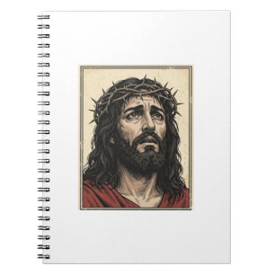 Vintage Thorn Crown Religious Portrait Vector Art_ Notebook